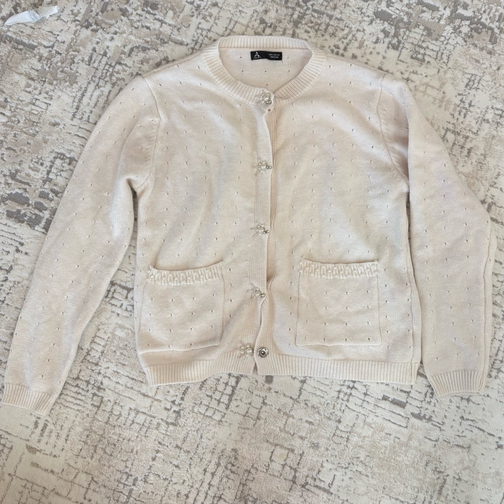 Cream Cardigan with Button Details